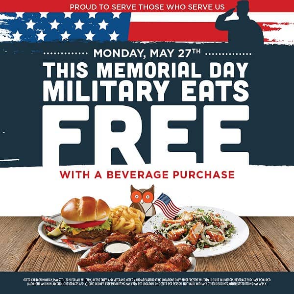 Military Eats Free at Hooters this Memorial Day